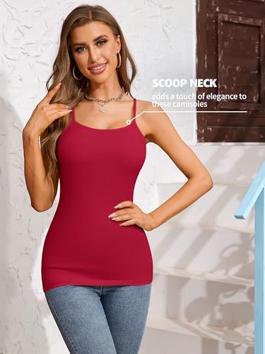 Image of ATTRACO Women 3 Pack Cotton Camisoles with Shelf Bra Adjustable Spaghetti Strap Tank Tops