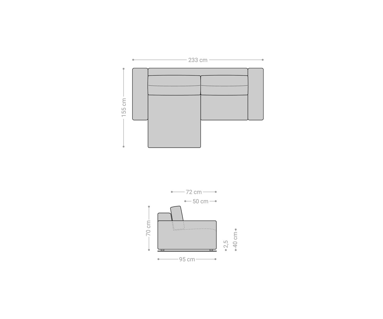 DELIFE Eckcouch Lanzo Bouclé Creme-Weiß 230x155 cm Recamiere variabel