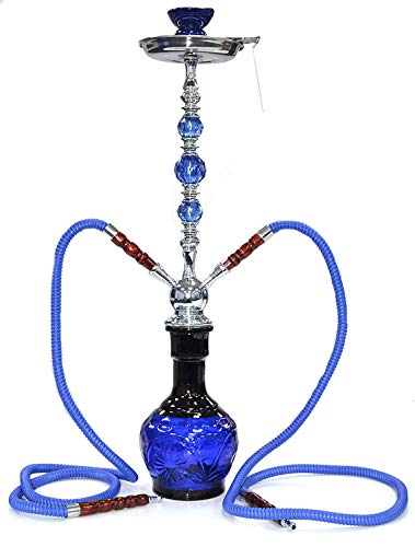 SHISHAS SMOKING NICOTINE FREE - HOOKAH PIPES EXTRA LARGE 70CM HEIGHT AND 2 HOSE SHISHA PUFFS - COLOR MAY VARY (DESIGN-154)