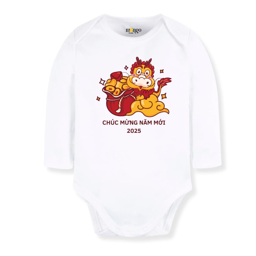 Image of MangoHouse Cute Baby Bodysuit Chuc Mung Nam Moi Vietnamese Tet New Year Shirt Premium Custom Baby Clothes Unisex Baby Announcement Gift for Mom Newborn Outfit