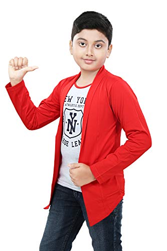 Image of Boy's Cotton White Printed T-Shirt with Blue Jacket Shrug