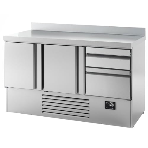 GGM Gastro | KTI157MT2S1213 | Mesa refrigerada Premium Plus – 1460 x 700 mm – con 2 puertas, 2 cajones y con cantos
