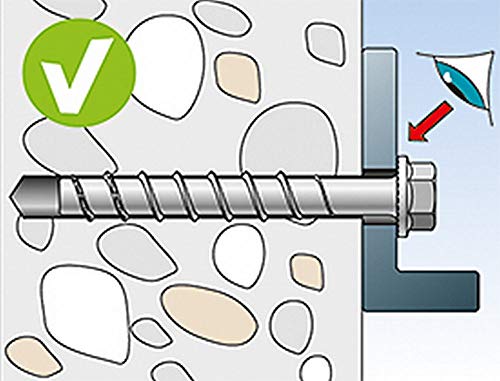 Fischer Viti Per Calcestruzzo Ultracut Fbs Ii 8X100 50/35 Us Tx Con Testa Esagonale E Rondella Integrata Per Fissaggio E Rinforzo Solai In Cemento, Riultilizzabili, Per Zona Sismica C1 E C2, 50 Pz - 8