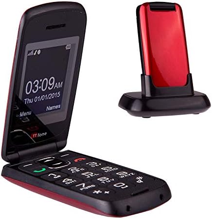 TTfone Star Big Button Simple Easy To Use Flip Mobile Phone Pay As You Go (O2 PAYG, Red)