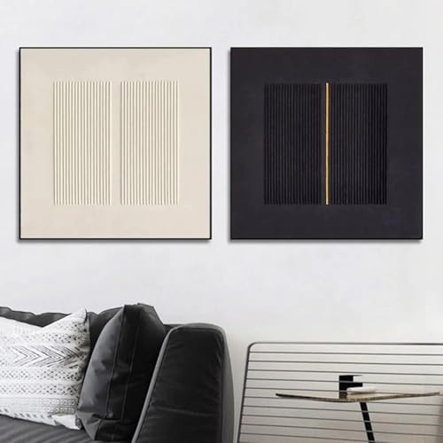 Décoration à la maison murale salon avec le lot de 2 toiles minimalistes 80x80 cm