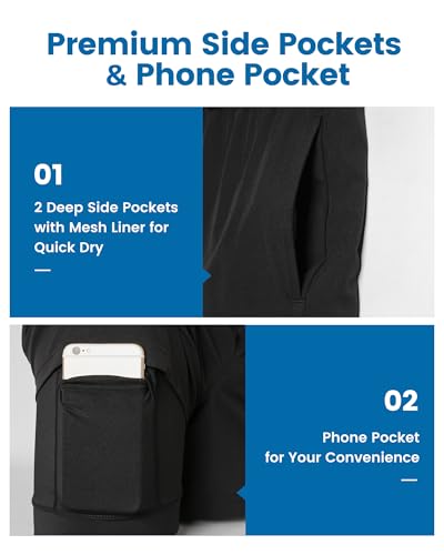 Image of maamgic 5inch Mens Swimming Trunks with Compression Liner 2-in-1 Swim Trunks Stretch Quick Dry Swim Shorts Zipper Pockets