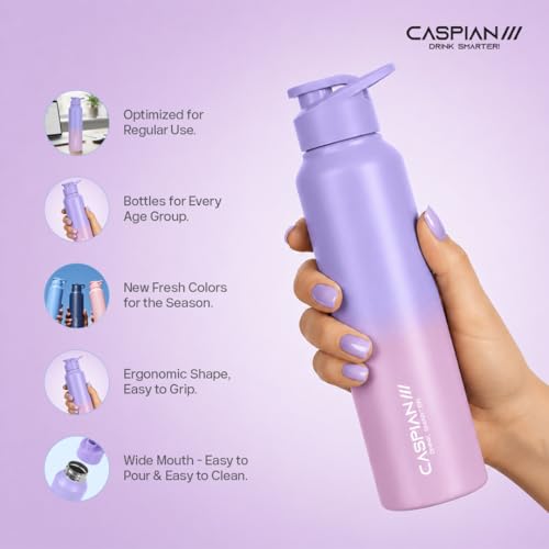 Image of Caspian Hike Stainless Steel Sipper Water Bottle 1 Ltr (Litre) for School, Fridge, Office, Gym, Home-Ideal for Adults, Men, Women, Kids, Boys, Girls-1000ml Leakproof, Rust free, Eco-Friendly, B Gum
