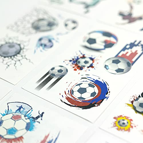 Toyseum 30 x Football Tattoo Sheets for Kids (160 Tattoos), Premium Party Bag Fillers, Pack of 30 Sheets, black and white