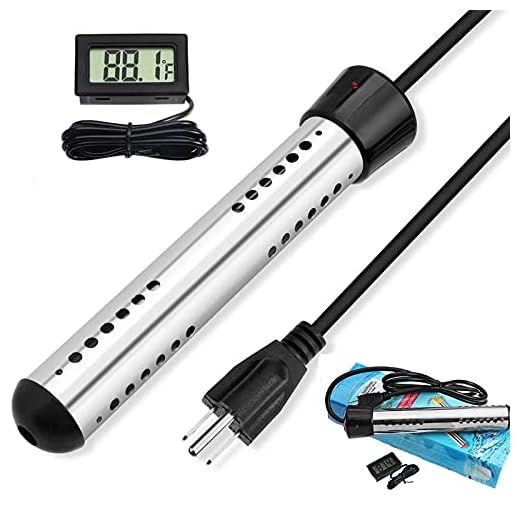 Immersion Water Heater, Bucket Water Heater, Submersible Water Heater 304 Stainless Steel Guard, Pool Heaters for Above Ground Pools To Heat 5 Gallons Water In Minutes(Black)
