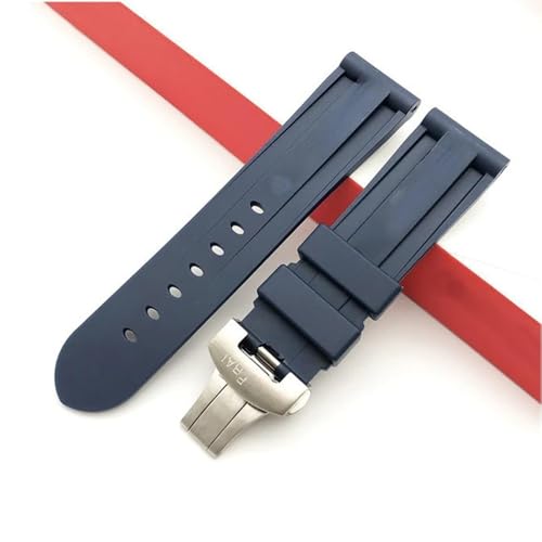 Bracelet montre caoutchouc 24 mm robuste avec boucle papillon