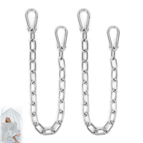 2 Pack 1/5 Inch Heavy Duty Chains 30 Inch Swing Extension Chain with Carabiners Adjustable 440LB Metal Hanging Chain for Indoor Outdoor Porch Swing Hammock Chair Punching Bags Gym Machines