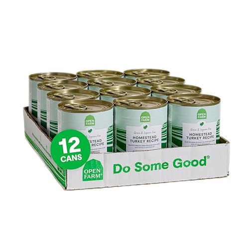 Open Farm Canned Dog Food, Pate for Complete & Balanced Nutrition, Grain Free and Legume-Free, Homestead Turkey Recipe, 12.5oz Cans (Pack of 12)