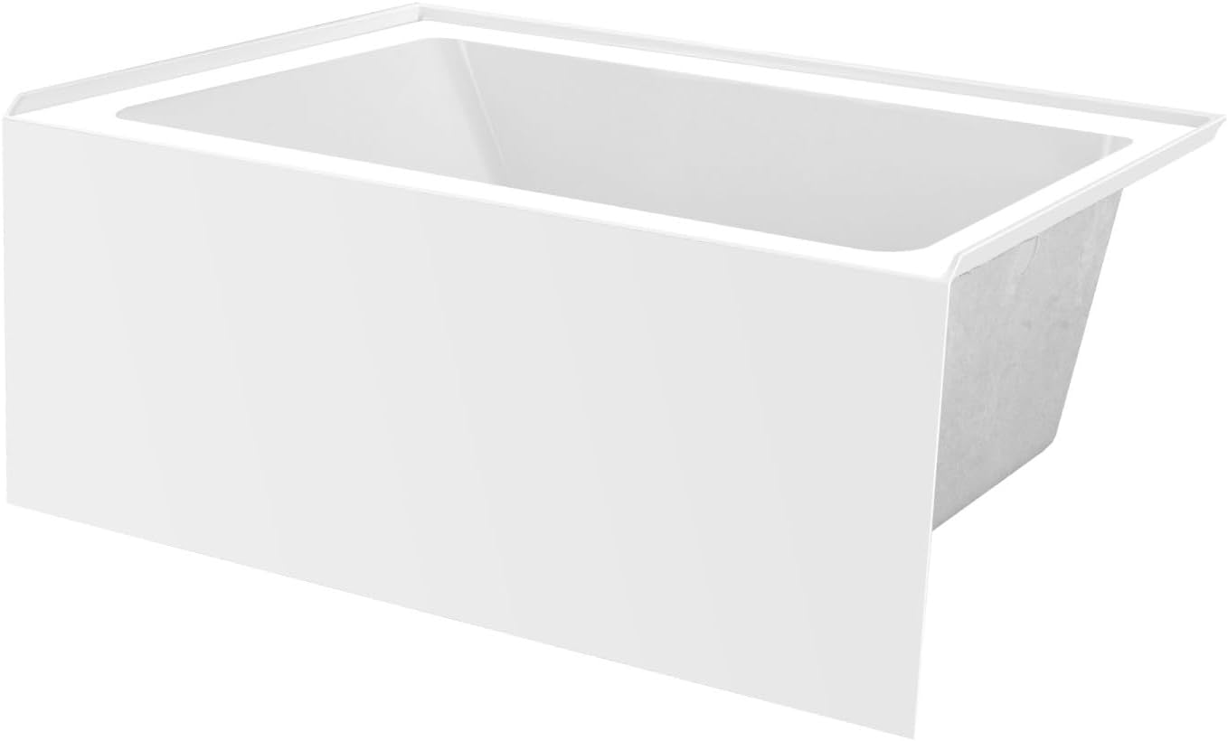 Aqua Eden VTAP4836R22 48-Inch Acrylic 3-Wall Alcove Tub with Right Hand Drain, Glossy White
