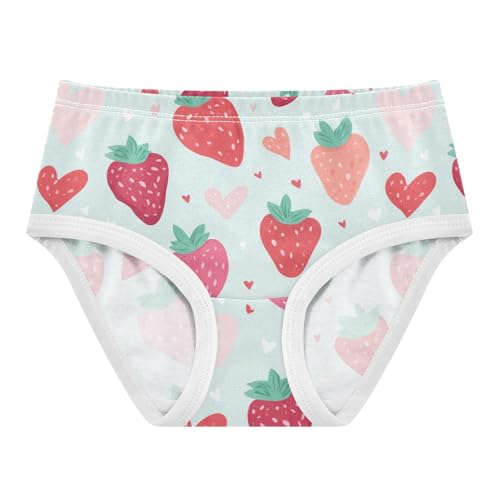 Wusikd Cute Strawberries Hearts Girls' Underwear Cotton Girls Briefs Soft Toddler Underwear 2T