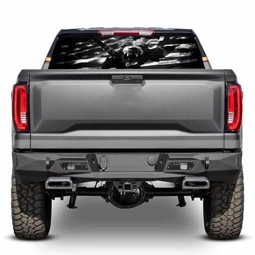 Image of Rear Window Decals for Trucks - 65x22 in Back Window American Flag Decals Fit Most Pickup Trucks SUV, Vinyl Back Window Decal Truck Rear Window Graphics for Personalized