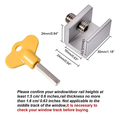 Cerraduras de ventana corredera ajustables de aleación de aluminio con llaves, pack de 8 unidades 3