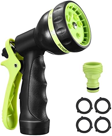 Hose Nozzle Sprayer Heavy Duty, Garden Hose Nozzle Sprayer with 8 Sprayer Patterns, High-Pressure Water Hose Nozzle, Comfort-Grip Hose Nozzle Sprayer for Garden Hose/Garden/Car Wash/Pet Shower