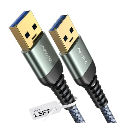AINOPE USB to USB Cable, USB 3.0 to USB 3.0 Cable [1.5FT][Never Rupture] USB A Male to Male Cable Double End USB Cord Compatible with Hard Drive Enclosures, DVD Player, Laptop Cool-Grey