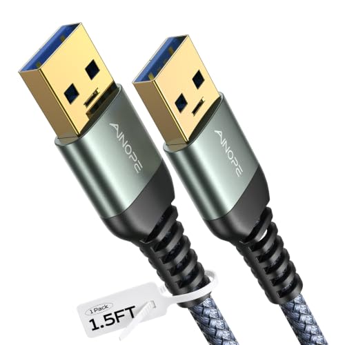 Image of AINOPE USB to USB Cable, 1.5FT*1Pack USB 3.0 A to A Male to Male Cable [Never Rupture] Double End Type A Cord for Data Transfer, Compatible with Hard Drive Enclosures, Laptop Cooler, KVM, DVD Player