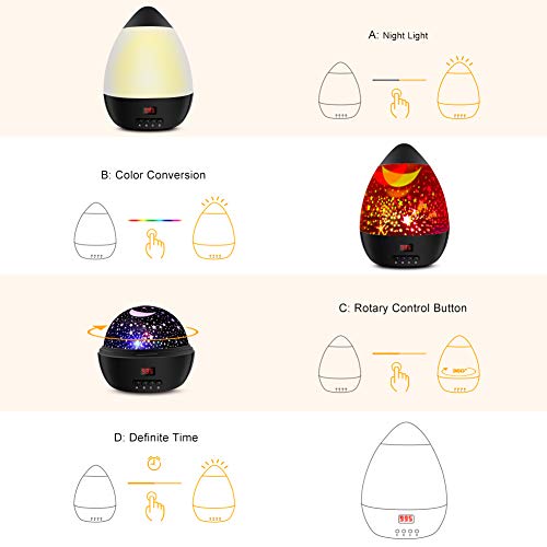 Kids Star Projector Night Lights With Timer Baby Moon Star Lamp 360 Degree Rotating Starry Nightlight Gifts For 3 To 12 Year Old Boys Girls Nursery Children Bedroom Decor #TOP5