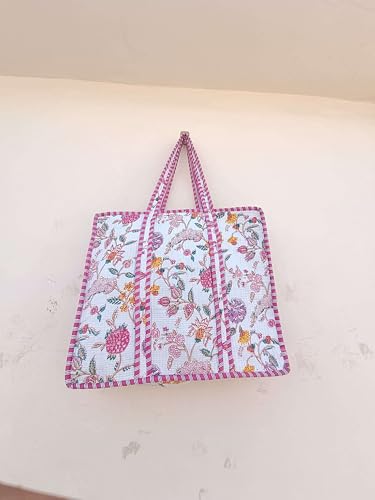 Image of Women's 100% Cotton Lightweight Shoulder Tote Bag with Interior Poeckt Casual Handbag for Women