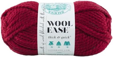 640-138 Wool-Ease Thick and Quick Yarn, 97 Meters, Cranberry.