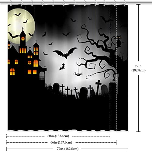 Rideau de douche imperméable nuit d'Halloween pour une salle de bain sèche et décorée