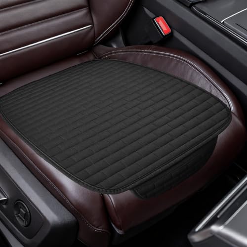 Sitzkissen Auto,Autositzschoner Vordersitze,Anti Rutsch Sitzauflagen,Weich und Atmungsaktiv Autositzauflage Vordersitze,Autositzkissen Vorne,Autositz Auflage,Leinen Sitzkissen für Auto SUV LKW (Black)