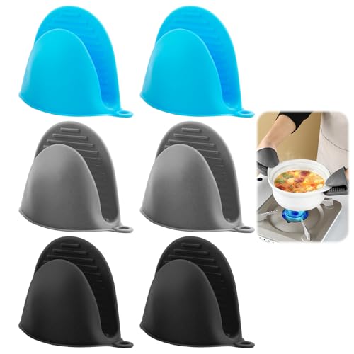 Mitaines de Four en Silicone 3 Paires Mini Gant de Four épais en Silicone, Antidérapants et Hygiéniques pour Cuisson, Pâtisserie, Barbecue - Disponibles en...
