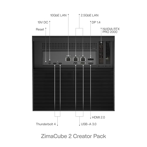 Image of Creator Pack AI NAS & Local AI Server, RTX PRO 2000 GPU, Intel Core i5, 64GB DDR5, Built-in 1TB SSD, 10GbE + Dual 2.5GbE, Dual TBT4, PCIe Expansion, Powered by ZimaOS (Creator Pack)