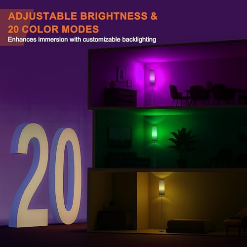 Image of FRIDEKO HOME Gray Floor Lamps for Bedroom, Dimmable Colors Temperature & Brightness, Plug in Modern Floor Lamps for Living Room, Tall Standing Lamps for Office, Corner Lamp, 9W RGB LED Bulb