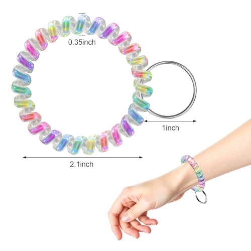 Image of TENOC Spiral Coil Keychain, Anti-lost Key Chain Holder Lanyard Cord for Sauna Outdoor Sports and Gym Pool