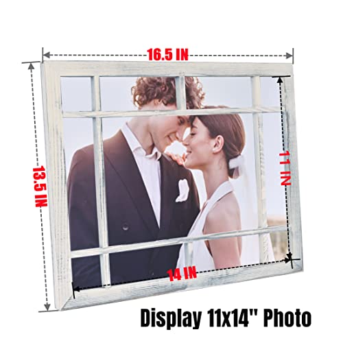 Mont Pleasant 11X14 Picture Frame Antique Styled Window Frame Rustic Wedding Photo Frame Gifts For Couple 11 By 14 Family Picture Frame For Wedding Anniversary,Valentines Day (White) #TOP4