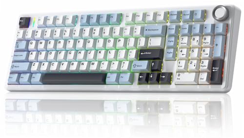 Image of x Aula F99 Pro Wireless Mechanical Keyboard, Gasket Hot Swappable Custom Keyboard with Knob, RGB Backlit,Pre-lubed Reaper Switches PBT Keycaps BT5.0 /2.4GHz /USB-C Creamy PC Gaming Keyboards - Blue