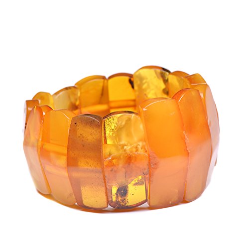 Genuine Amber Natural Spring Honey Bracelet - Unisex Hand-Assembled in Europe Jewelry from The Baltic Sea Beads - 6.7 inches