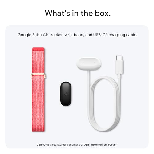 Google Fitbit Air - Screenless Activity Tracker with Fitness, Heart Rate, and Sleep Tracking - Personalized AI-Powered Coaching - Up to 7 Days’ Battery Life - Works with iOS and Android - Berry