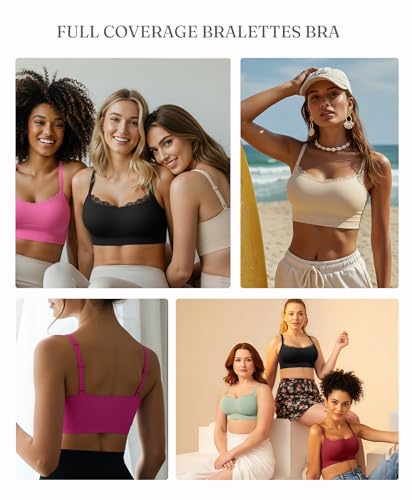 FeelinGirl Bras for Women No Underwire Lace Bralettes Wireless Full Coverage Seamless Bra Comfortable Everyday Bras No Padded2