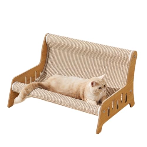 BDHD 猫用ベッド 爪とぎ付き キャットソファー サイザル麻×段ボール素材 高密度 耐久 爪とぎ 遊び・リラックス両用 木製安定構造 おしゃれ 猫ハウス 多機能 キャットチェア 猫おもちゃ付き スクラッチベッド (XL 52*45cm)