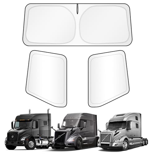 KUST Full Coverage Window Shades for Volvo VN/VNL 2002-2025 VNR/VAH/VNX 2020-2025 (No Need Suction Cups) Accessories Window Cover UV Keep Your Car Cool Easy Install Full Set 3PCS