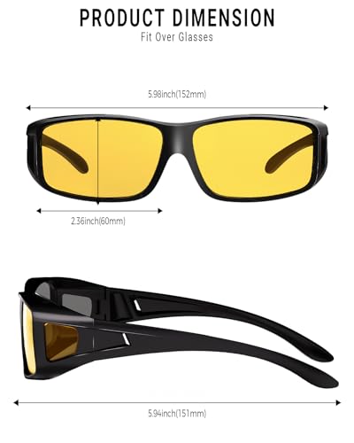 Image of Night Driving Glasses for Men Women Fit Over Sunglasses Anti Glare Polarized HD Night Vision Glasses
