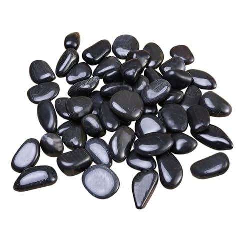 BESTonZON Piedras Decorativas Naturales para Acuario y Jardinería Exterior, Guijarros Negros 2-4 Cm, Grava Decorativa para Peceras y Paisajismo, Roca Compacta Negra 1 Kg para Decoración de Jardín