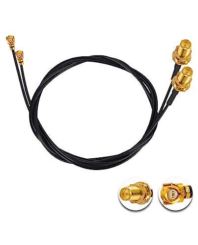 Vecys 2PCS U.FL IPEX to RP-SMA Female Low Loss Coaxial Cable 20" /50CM U.fl/IPEX 1.37mm Coaxial Pigtail Cable for Wireless Routers Mini PCIE Network Cards PCI Wi-Fi WAN Repeater