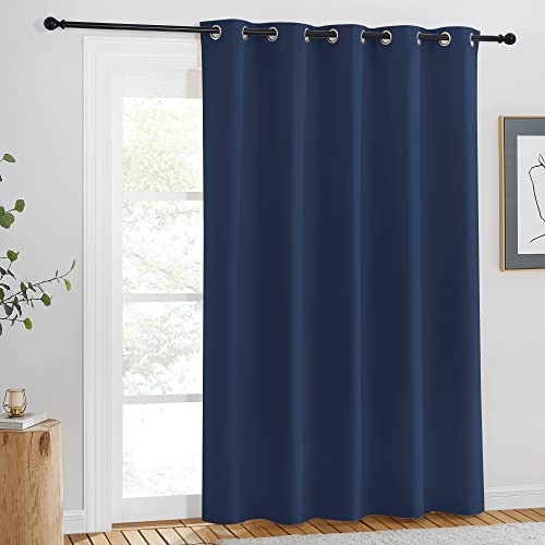NICETOWN Blackout Navy Curtain Drape for Windows 84" Long - Room Darkening Energy Saving Thermal Insulated Solid Grommet Window Treatment for Living Room (Navy, 1 Panel, 66 by 84-Inch)