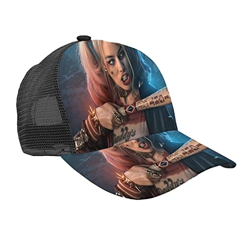 DINGDO Harley Quinn - Gorra de béisbol con diseño de cartel de película, gorra de béisbol transpirable y cómoda, color negro, Negro, Talla única
