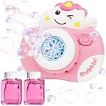 Chennyfun Kids Bubble Machine Kit, Light & Music Machine, Unicorn Camera Bubble Blaster, Unicorn Portable Automatic Bubble Makers for Kids, Bubble Maker Party Favors Outdoor Toys for Kids 3+