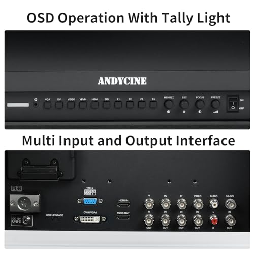 Image of ANDYCINE C173S2 17.3Inch Broadcast LCD Director Built in Aluminum Case 1920x1080 4K HDMI 3G-SDI Input and Output Broadcast Production Monitor,Desktop Director's Monitor with YPbPr, Video