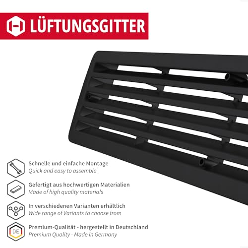 Gedotec Ventilation Grille, Black Plastic, 1 set - black - Image 2