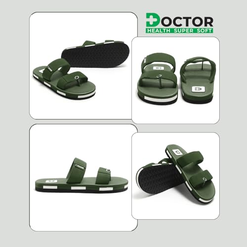 Image of DOCTOR HEALTH SUPER SOFT Men's Casual Slippers with Soft Cushioned Sole, Double Strap with Toe Loop Design, Lightweight Anti-Slip Everyday Wear Slippers for Home and Outdoor Use