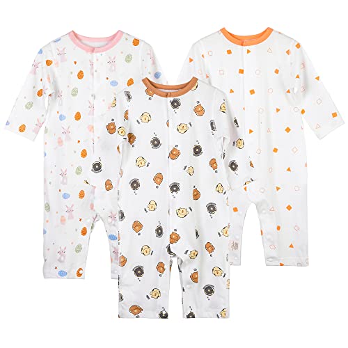 Image of MICHLEY Baby Rompers 3-Pack, Long Short-Sleeve Jumpsuits for 3-24 Months Boys Girls Soft Infant Toddler Casual Wear