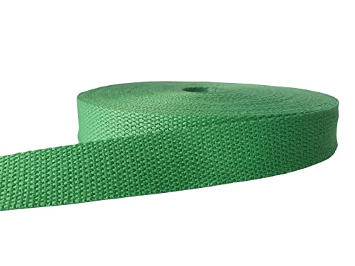 MONIDOOR Cotton Webbing 1 Inch 6 Yards Mediumweight Polyester Cotton Webbing Strap for Cloth Tote Bags Leash Straps Crafts Outdoor Accessories(1 Inch-6 Yards,Green 160616)